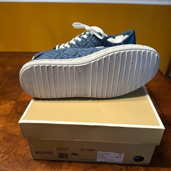MICHAEL MICHAEL KORS Grove Logo Jacquard Sneaker Blue Size 10 - Picture 4 of 5